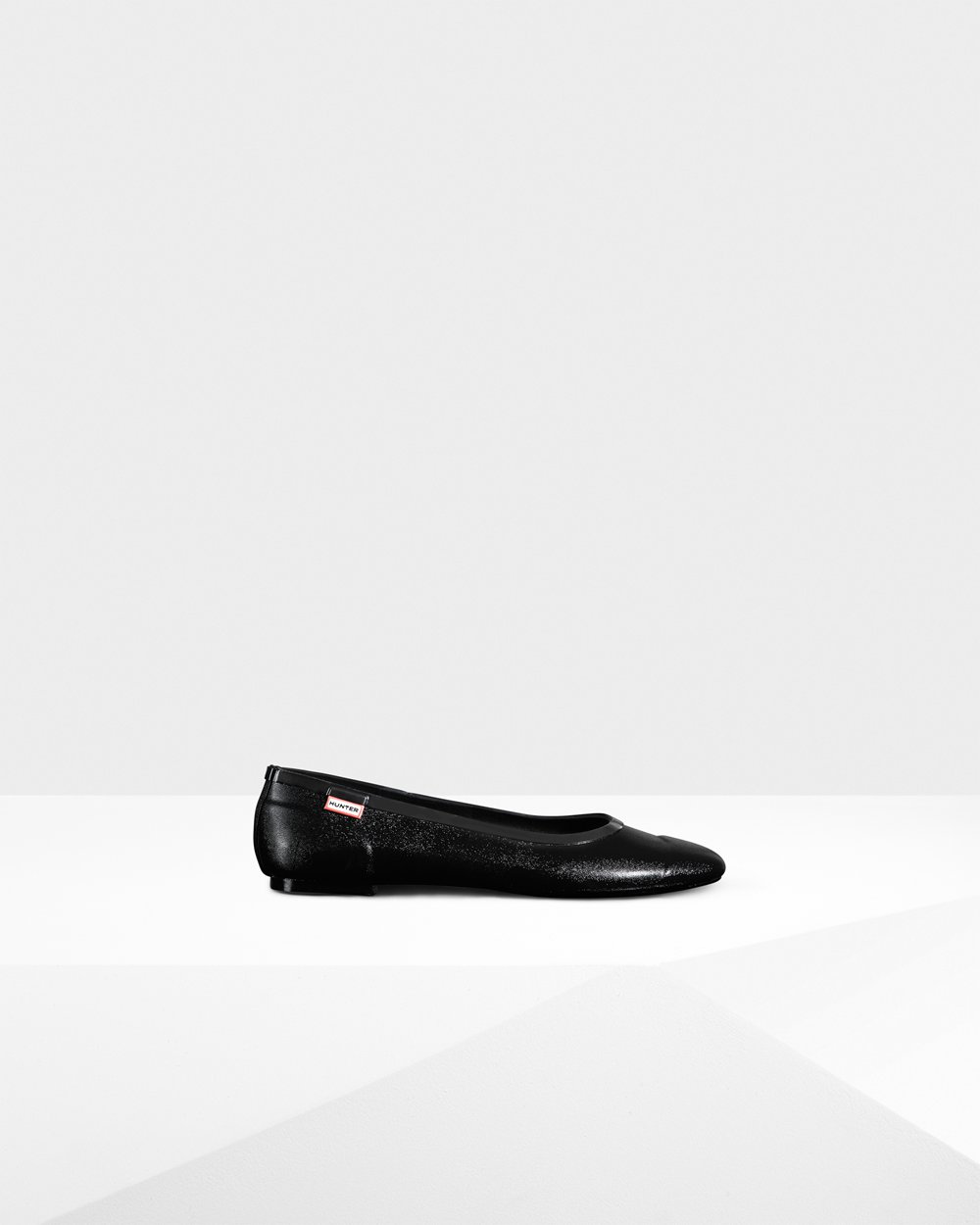 Hunter Ballerina Sko Dame Sort | Original Tour Gloss Flats | WZEVF-0532